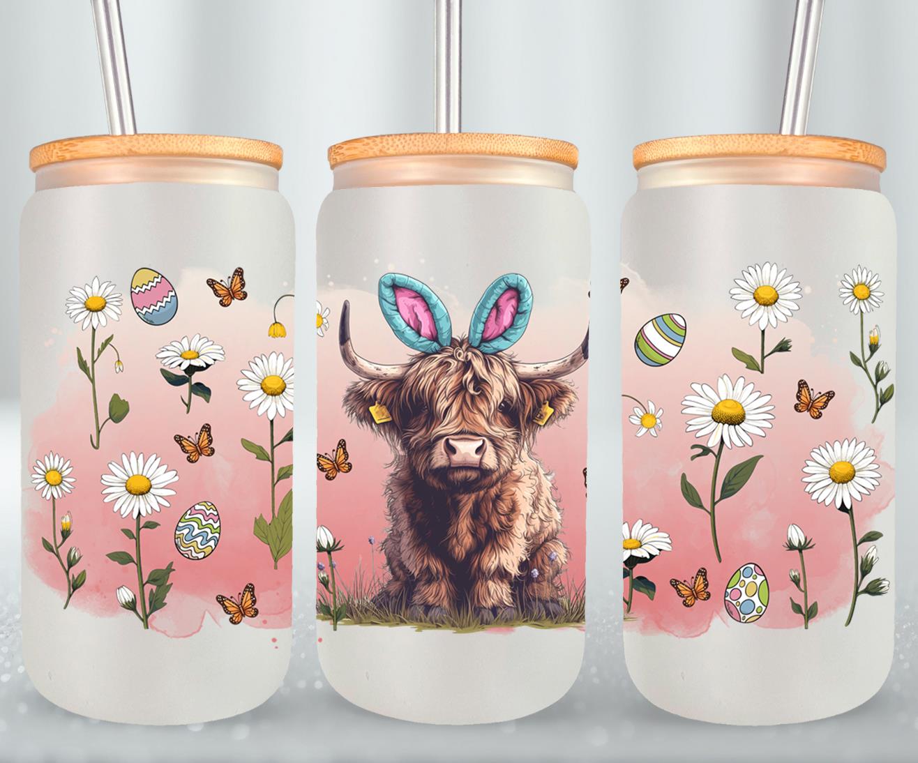 Highland Cow Easter-10367 - glass can