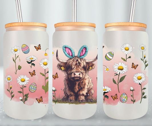 Highland Cow Easter-10367 - glass can