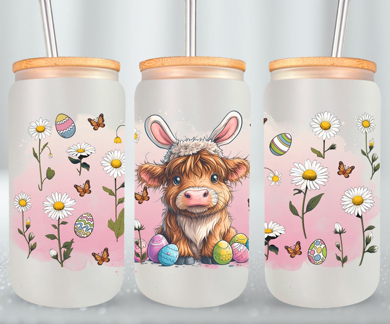 Highland Cow Easter-10403 - glass can