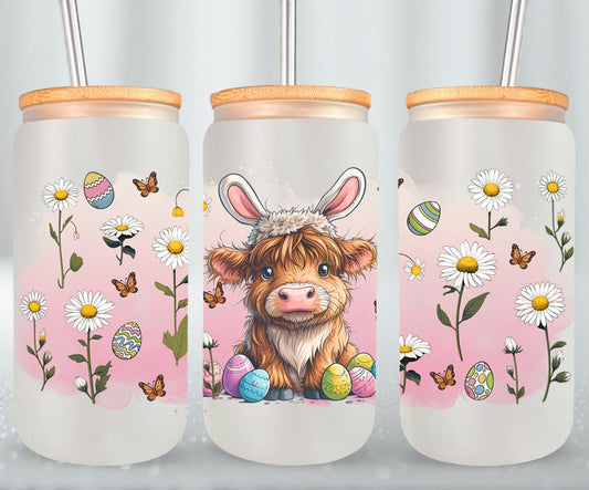 Highland Cow Easter-10403 - glass can