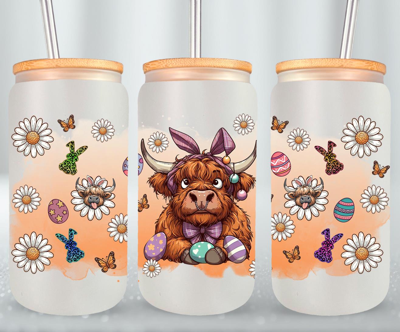 Highland Cow Easter-10392 - glass can