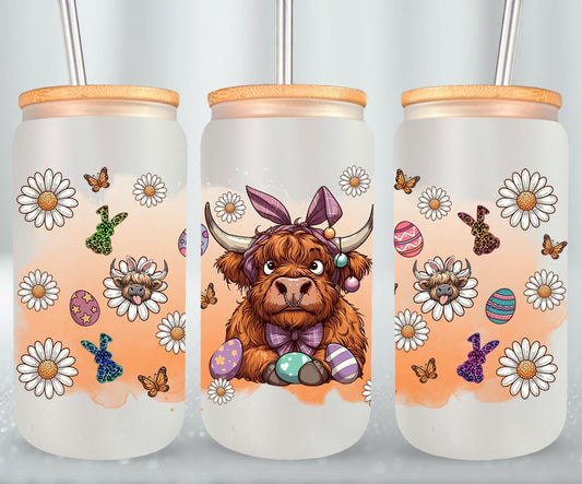 Highland Cow Easter-10392 - glass can