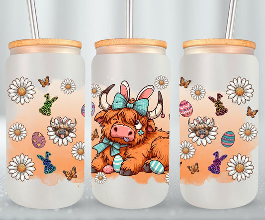 Highland Cow Easter-10371 - glass can