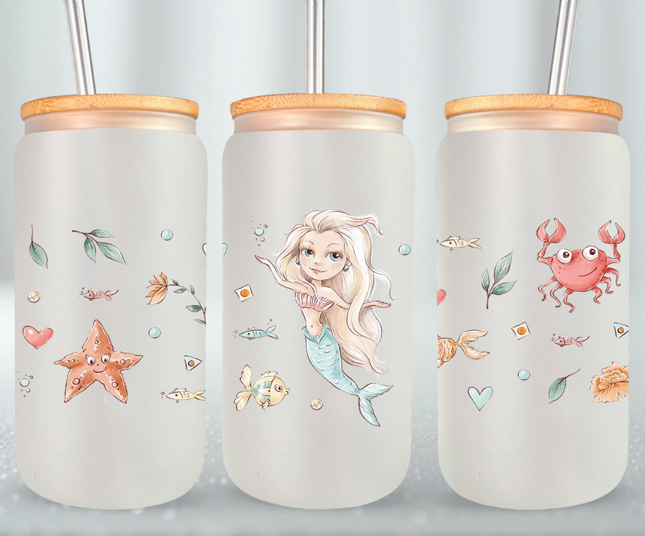 Cute Mermaid-10679 - glass can