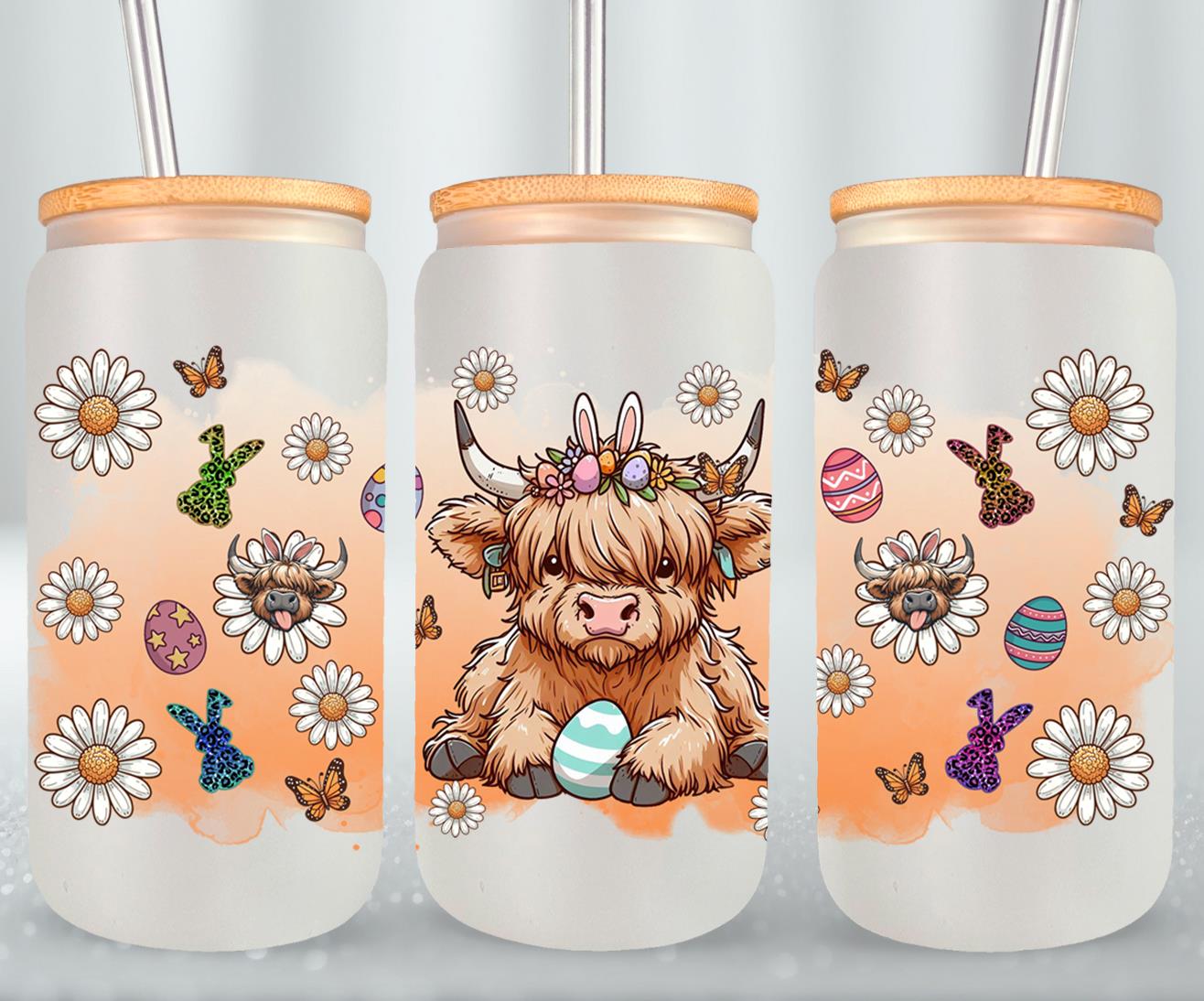 Highland Cow Easter-10378 - glass can