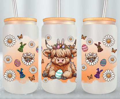 Highland Cow Easter-10378 - glass can