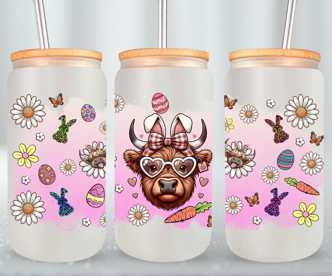 Highland Cow Easter-10388 - glass can