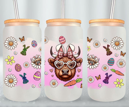 Highland Cow Easter-10388 - glass can