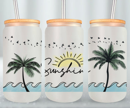 Sunshine Palm Trees-10690 - glass can