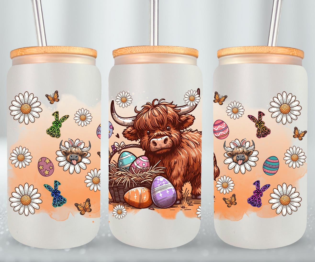 Highland Cow Easter-10372 - glass can
