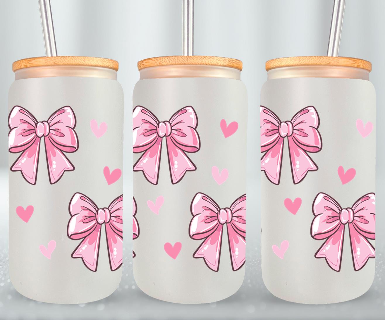 Pink Bow-9988 - glass can