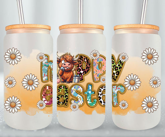 Highland Cow Easter-10400 - glass can