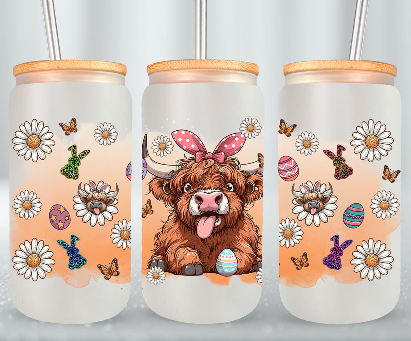 Highland Cow Easter-10390 - glass can