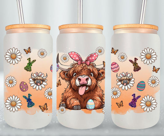 Highland Cow Easter-10390 - glass can