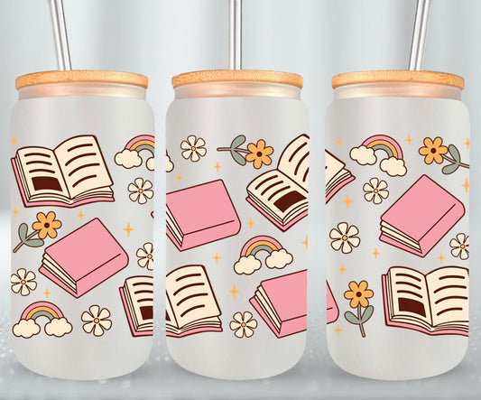 Book Floral - glass can