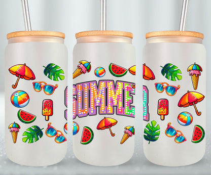 Summer Rainbow Flowers-10671 - glass can