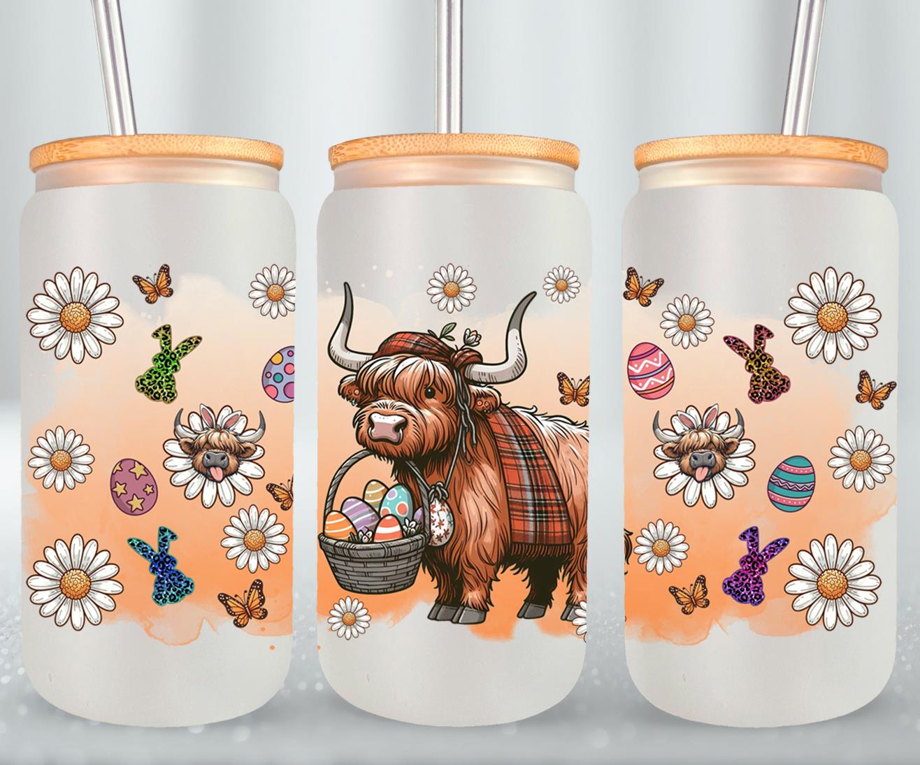 Highland Cow Easter-10382 - glass can