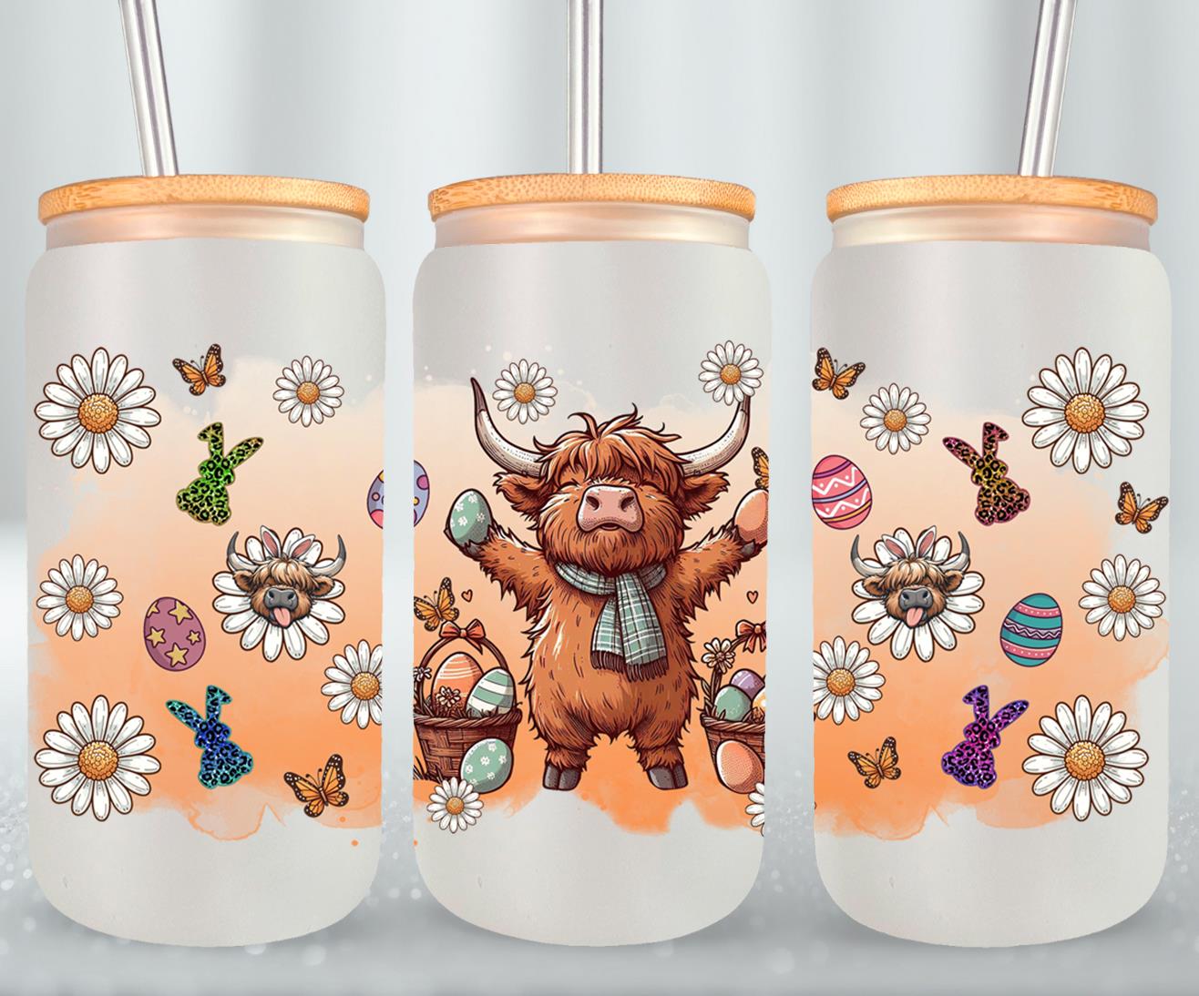 Highland Cow Easter-10389 - glass can