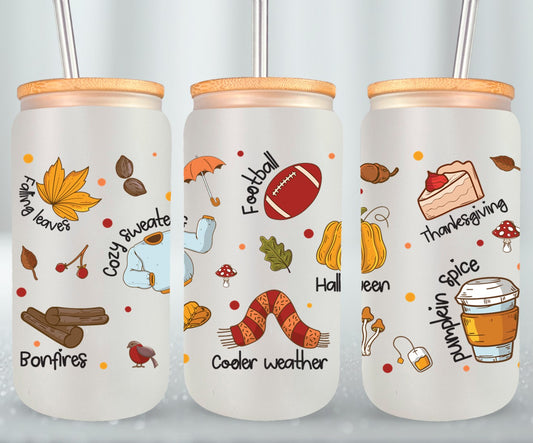 Autumn - glass can