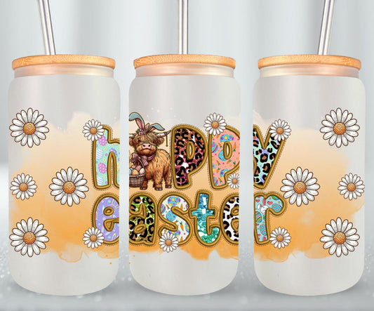 Highland Cow Easter-10393 - glass can