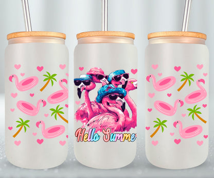 Cute Flamingo Hello Summer-10658 - glass can