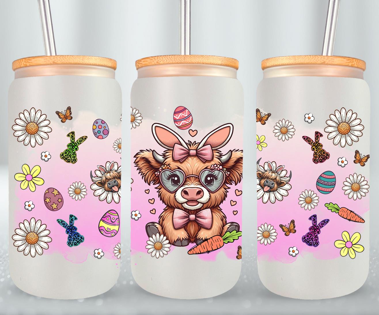 Highland Cow Easter-10377 - glass can