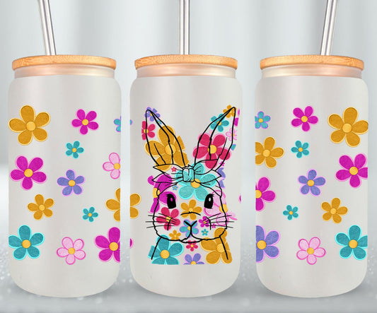 Embroidered Easter Bunny-10349 - glass can