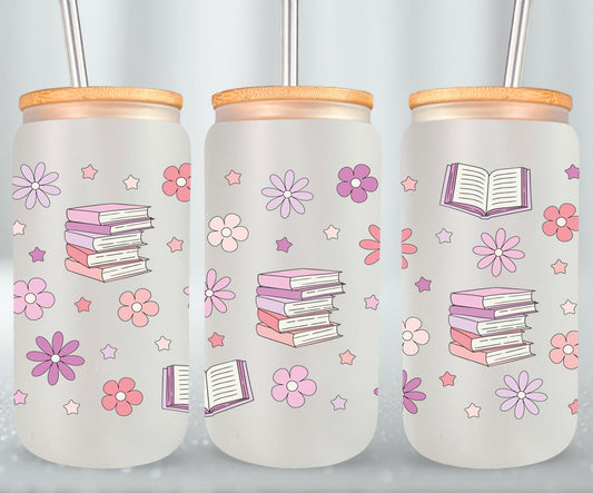 Books and Flowers 1 - glass can