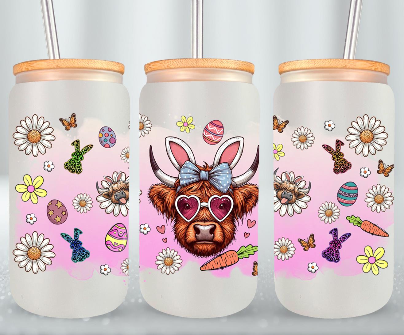 Highland Cow Easter-10399 - glass can