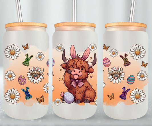 Highland Cow Easter-10373 - glass can