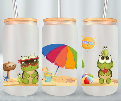 Frog on The Beach -10681 - glass can
