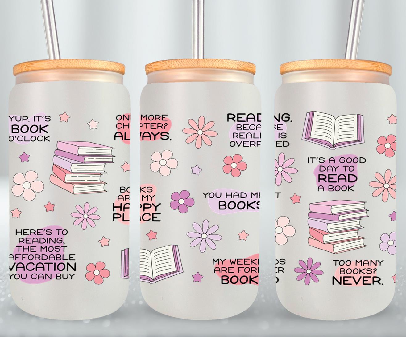Floral Book Affirmation FULL-9975 - glass can