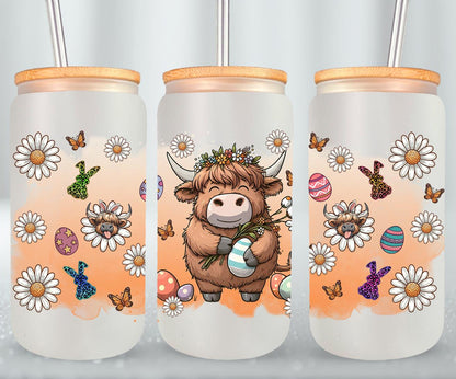 Highland Cow Easter-10387 - glass can