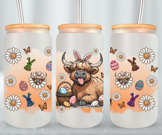 Highland Cow Easter-10383 - glass can