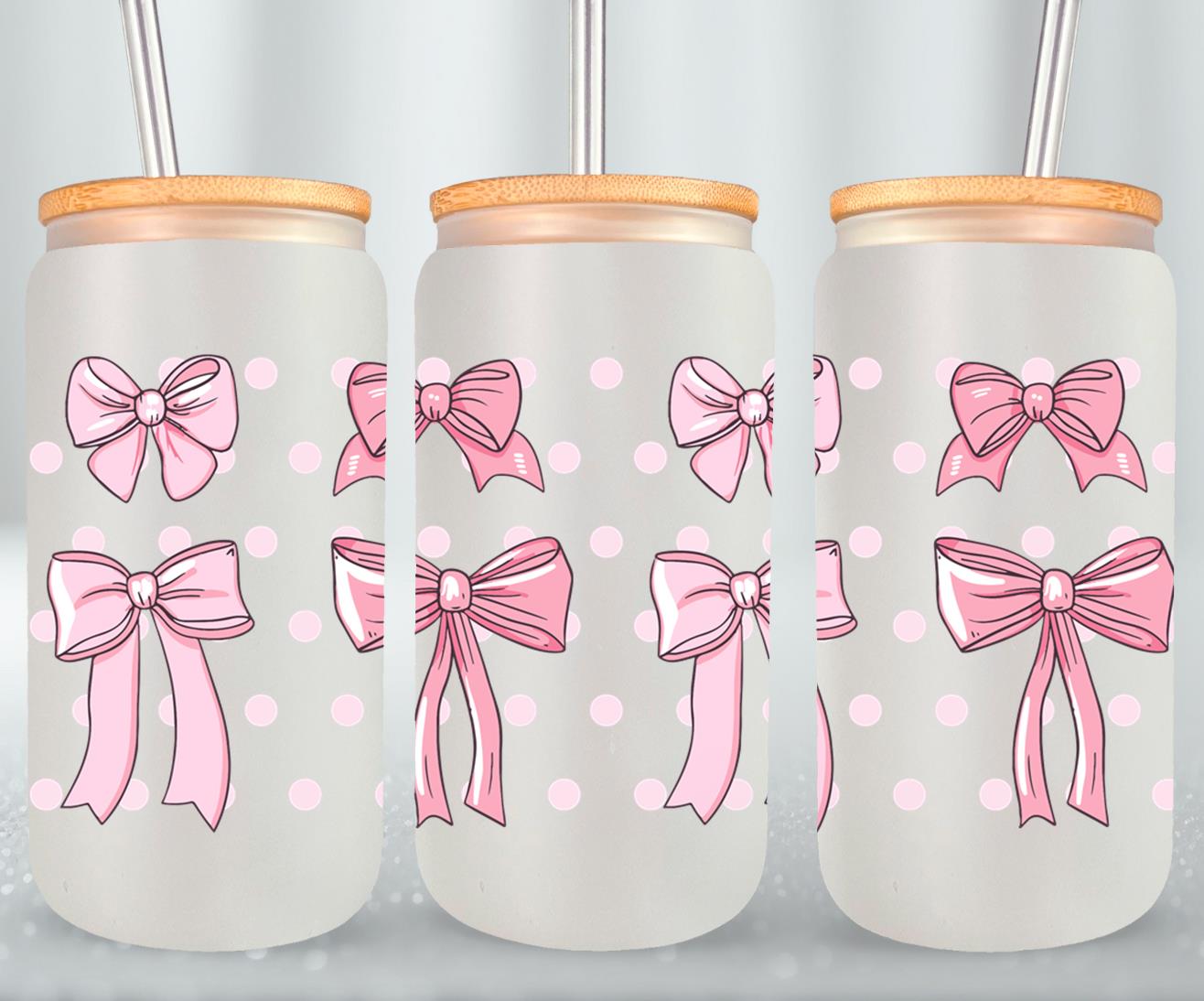 Pink Bow-9987 - glass can