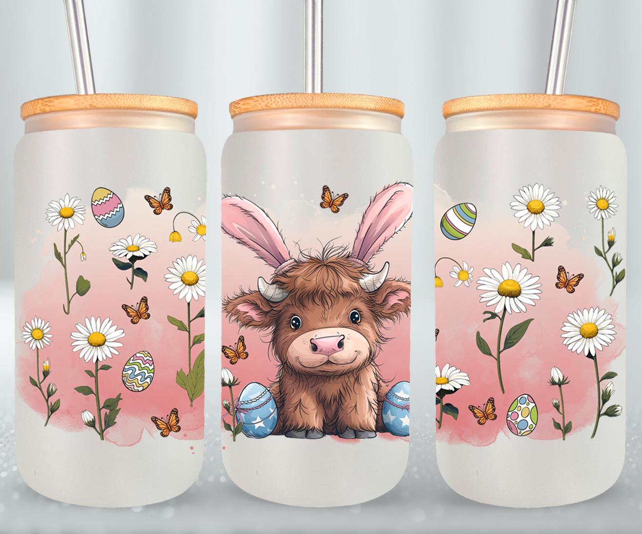 Highland Cow Easter-10368 - glass can