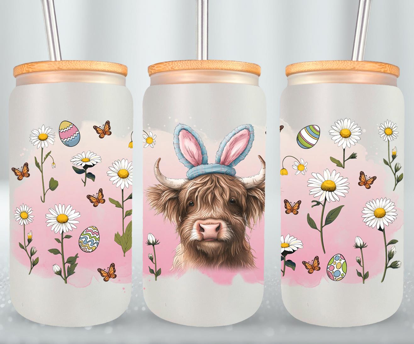 Highland Cow Easter-10370 - glass can