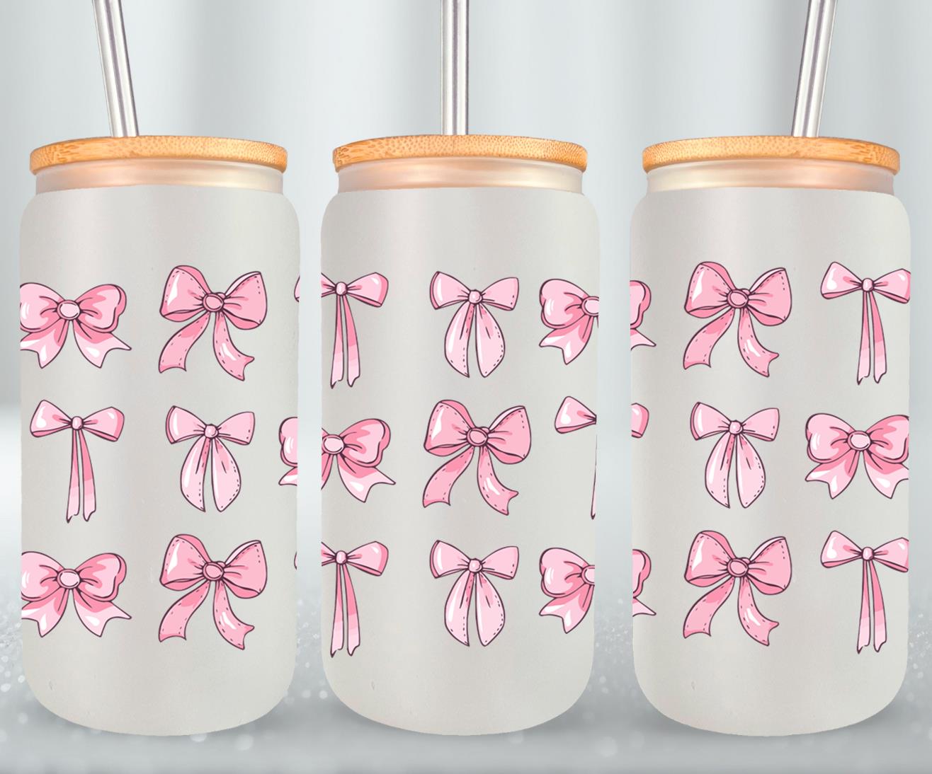 Pink Bow-9993 - glass can