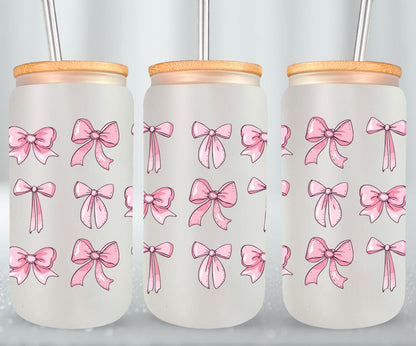 Pink Bow-9993 - glass can