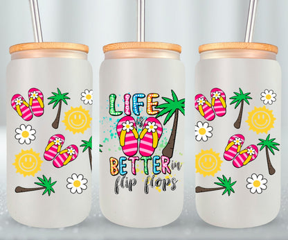 Life Better in Flip Flops-10664 - glass can