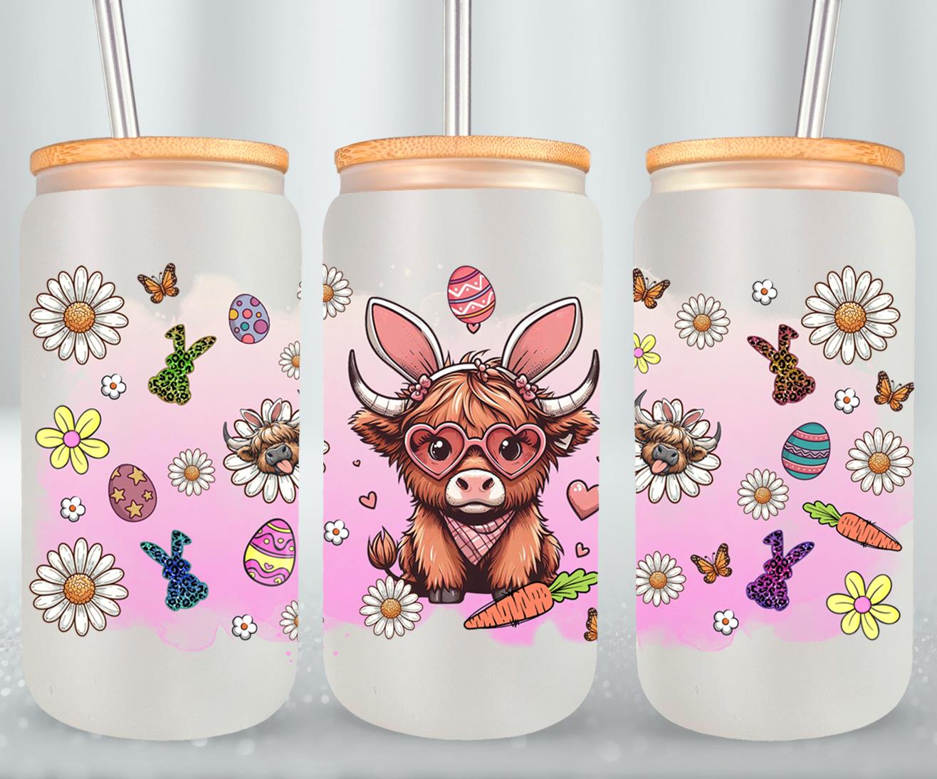 Highland Cow Easter-10366 - glass can