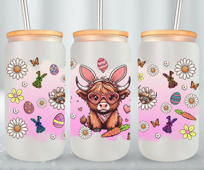 Highland Cow Easter-10366 - glass can