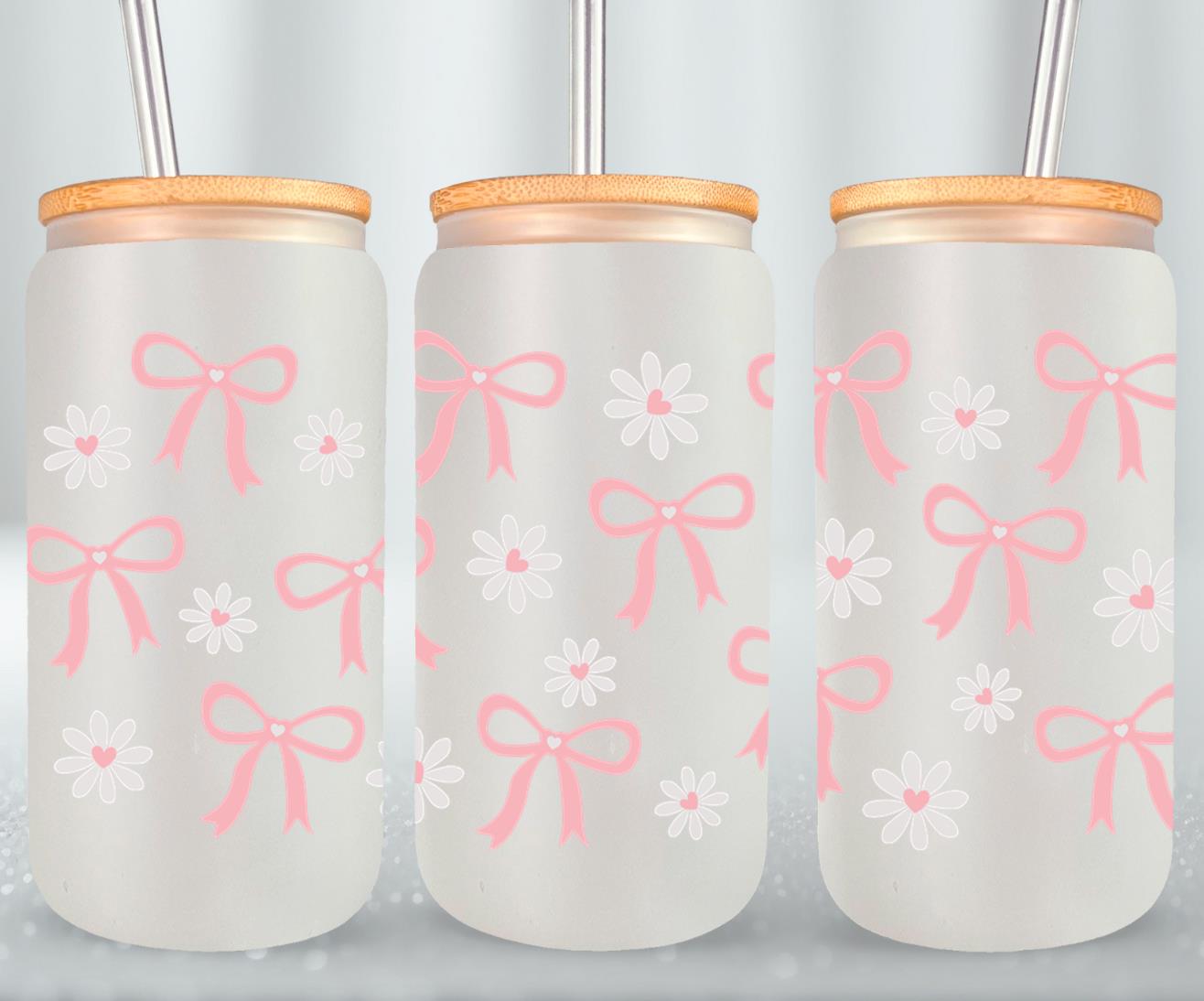 Bow Coquette and Daisy-10246 - glass can