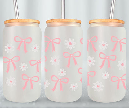 Bow Coquette and Daisy-10246 - glass can