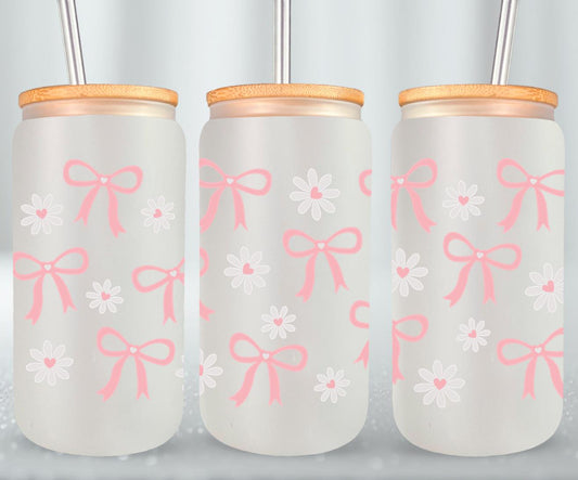 Bow Coquette and Daisy-10246 - glass can