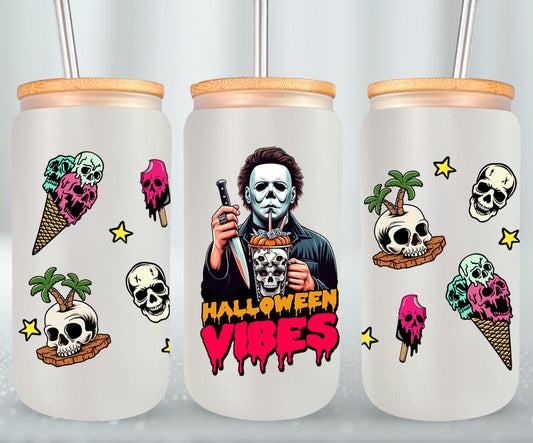 Halloween Vibes-10761 glass can bamboo lids - glass can