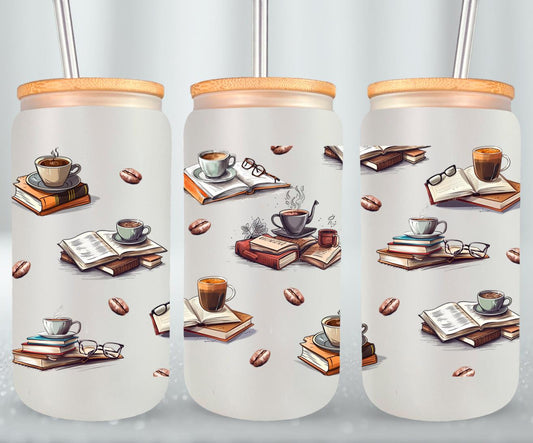 Books and Coffee1 - glass can