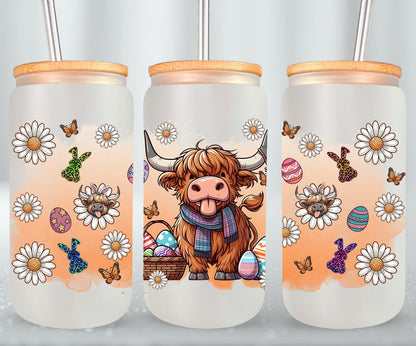 Highland Cow Easter-10386 - glass can