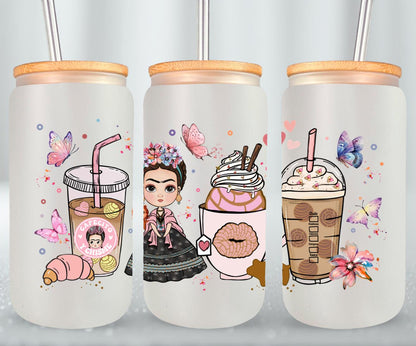 Cafecito y Chisme Mexican Girl-10047 - glass can