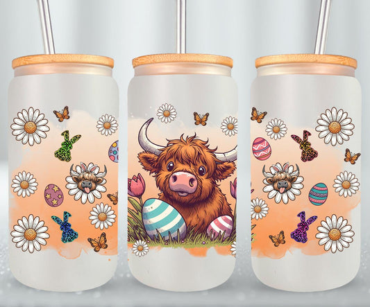 Highland Cow Easter-10380 - glass can